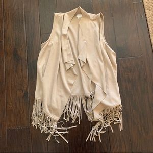 Faux Suede Fringe Vest